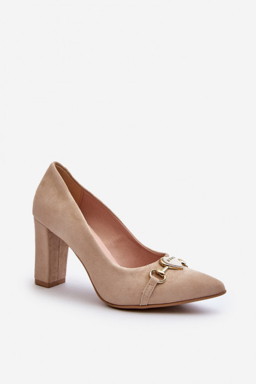 Zazoo 2453/OS Suede Pumps with Heart Cappuccino
