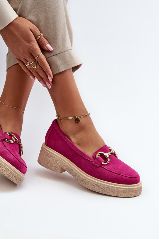 Zazoo 3429 Suede Women's Moccasins with Decoration Fuchsia