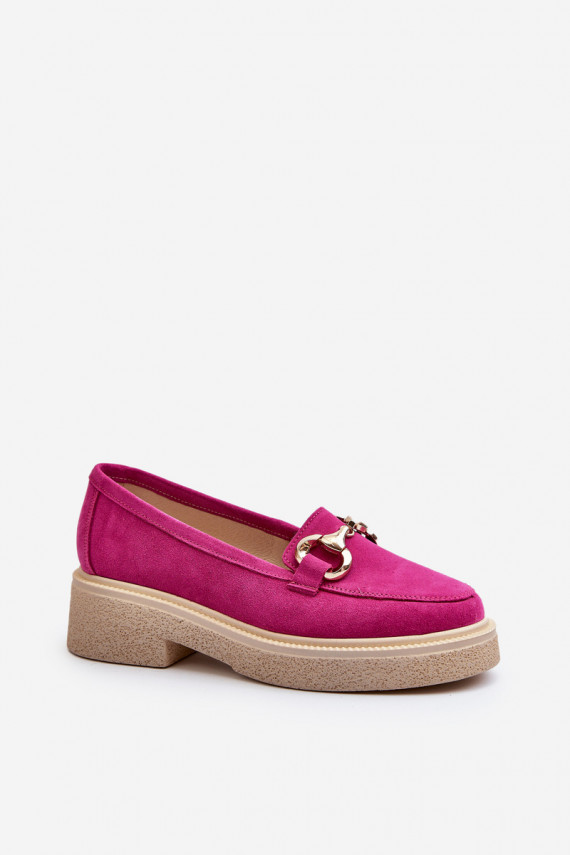 Zazoo 3429 Suede Women's Moccasins with Decoration Fuchsia