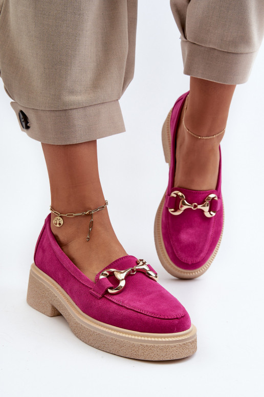 Zazoo 3429 Suede Women's Moccasins with Decoration Fuchsia