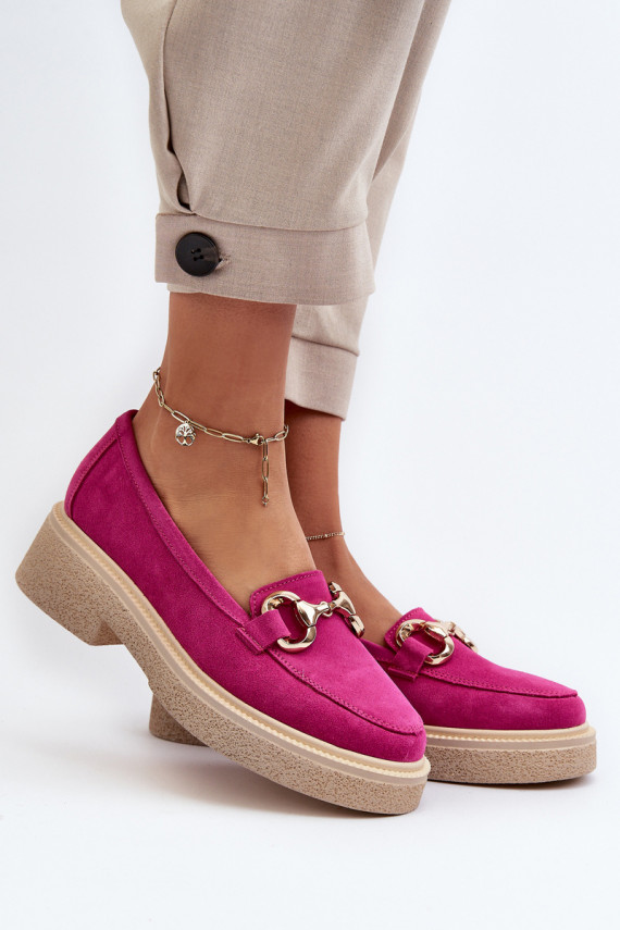 Zazoo 3429 Suede Women's Moccasins with Decoration Fuchsia
