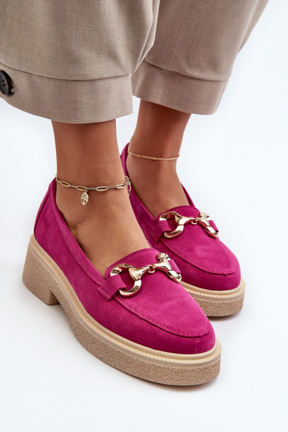 Zazoo 3429 Suede Women's Moccasins with Decoration Fuchsia