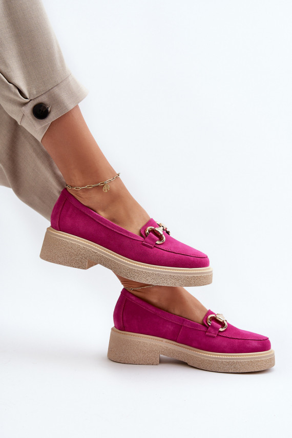 Zazoo 3429 Suede Women's Moccasins with Decoration Fuchsia