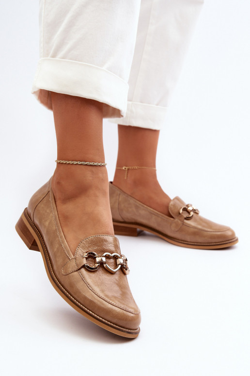 Leather Women's Patent Loafers Laura Messi 2760 Brown