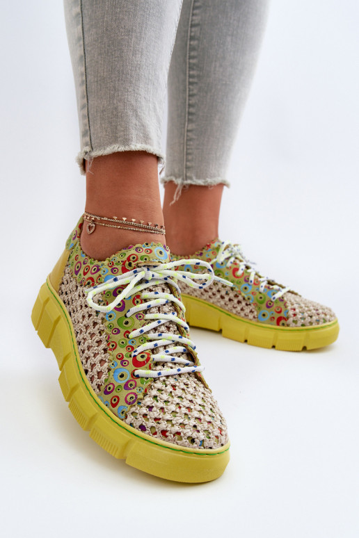 Women's Leather Loafers Maciejka 05850-09 Lime