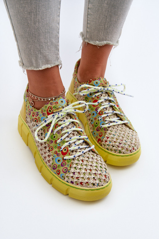Women's Leather Loafers Maciejka 05850-09 Lime