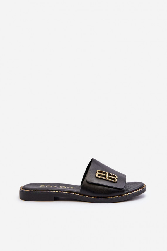 Zazoo 40384 Elegant Black Women's Leather Slippers