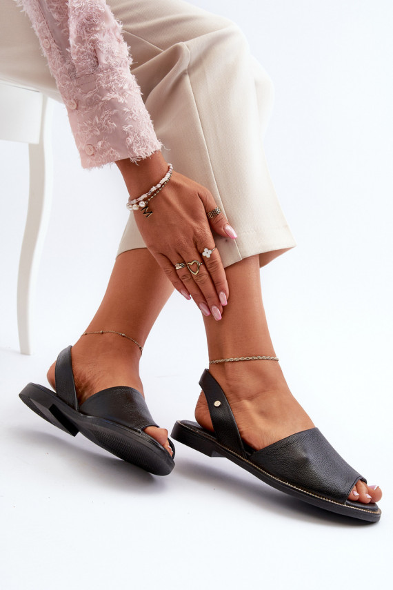 Leather Slip-on Sandals Black Alivia