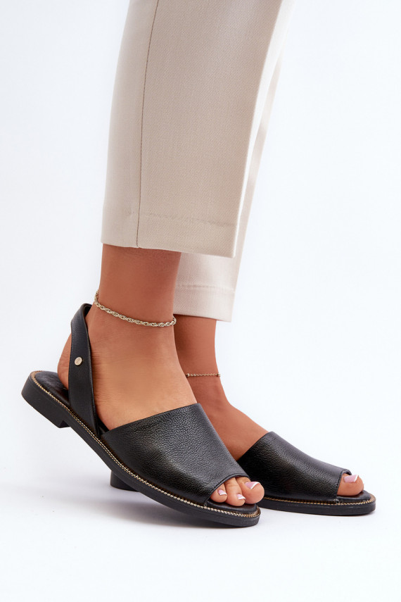 Leather Slip-on Sandals Black Alivia