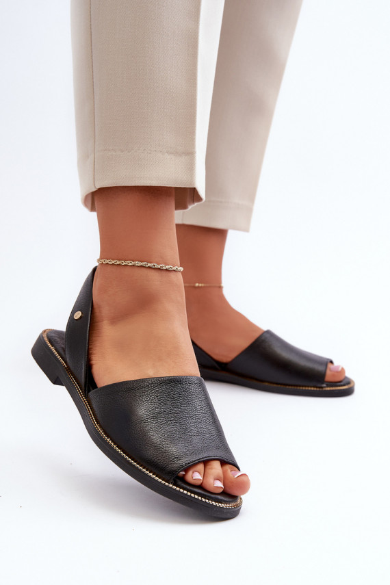 Leather Slip-on Sandals Black Alivia