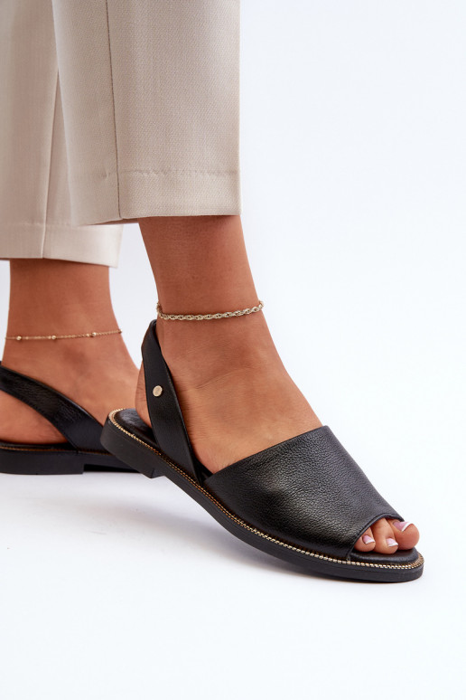 Leather Slip-on Sandals Black Alivia