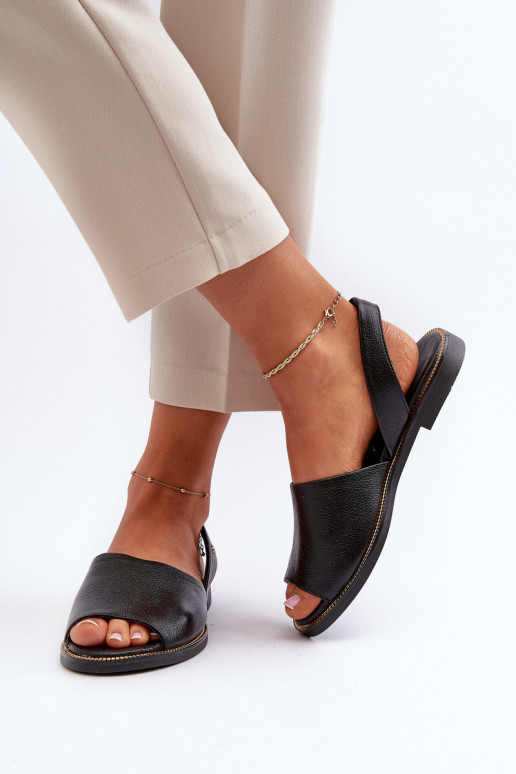 Leather Slip-on Sandals Black Alivia