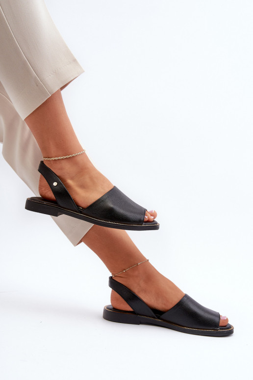 Leather Slip-on Sandals Black Alivia
