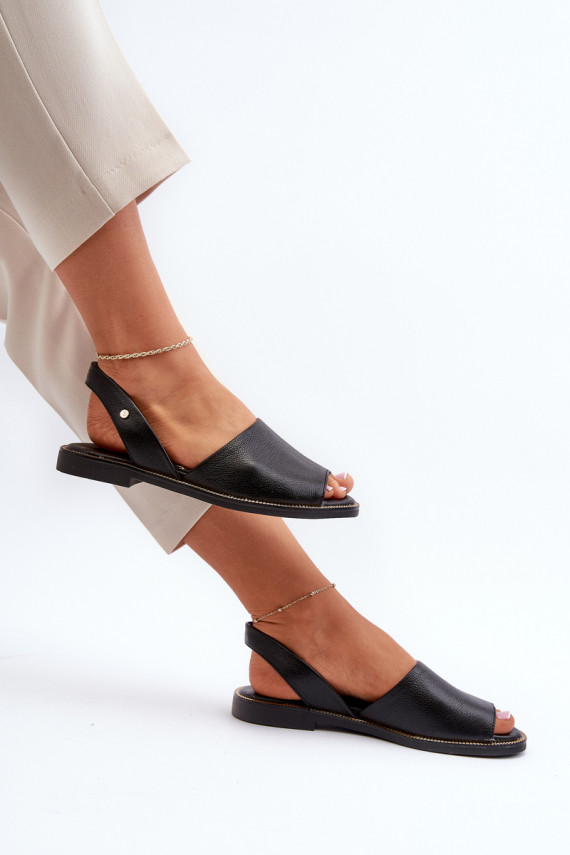 Leather Slip-on Sandals Black Alivia