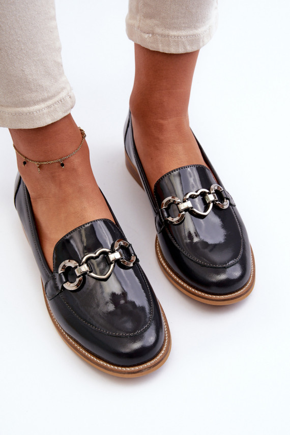 Leather Women's Patent Loafers Laura Messi 2760 Navy