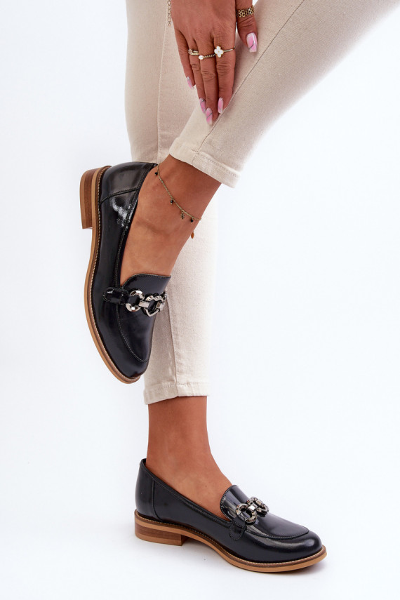 Leather Women's Patent Loafers Laura Messi 2760 Navy