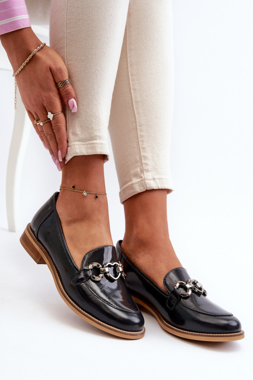 Leather Women's Patent Loafers Laura Messi 2760 Navy