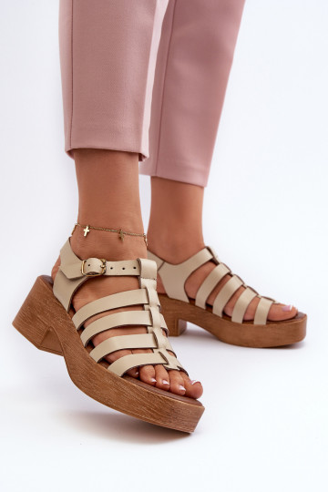 Women's Leather Sandals Zazoo 40410 Beige 2