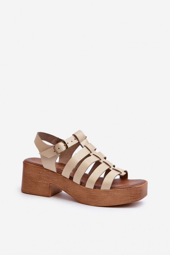 Women's Leather Sandals Zazoo 40410 Beige