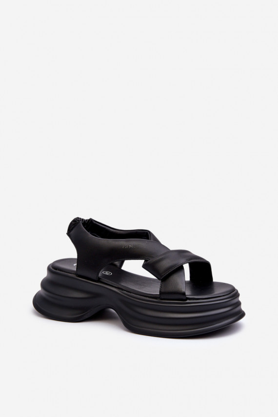 Zazoo 2743 Suede Wedge Sandals Black