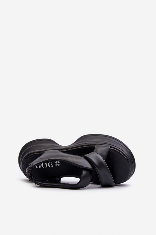 Zazoo 2743 Suede Wedge Sandals Black