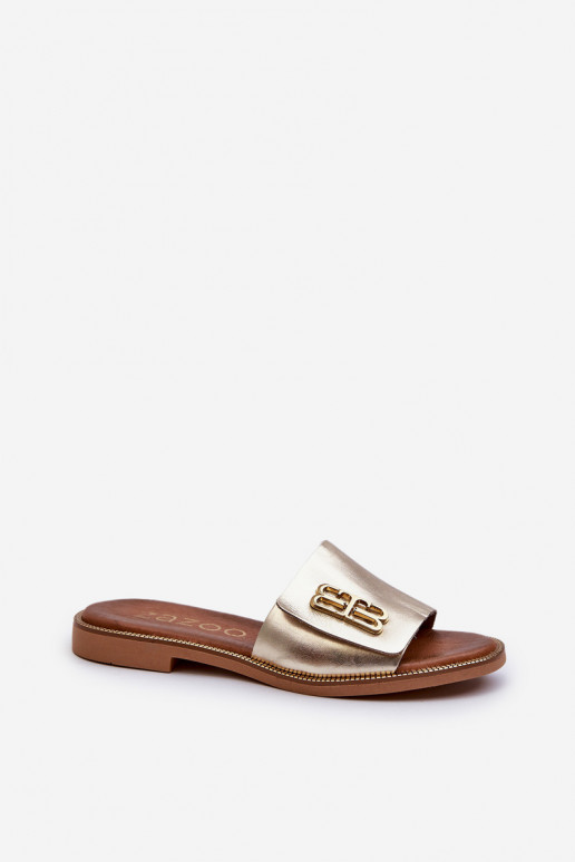 Zazoo 40384 Elegant Leather Women's Flip Flops Gold