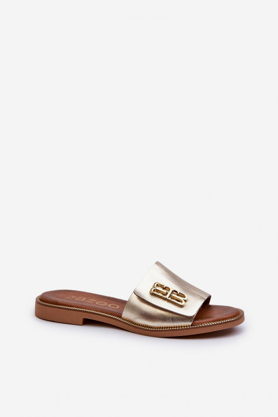 Zazoo 40384 Elegant Leather Women's Flip Flops Gold