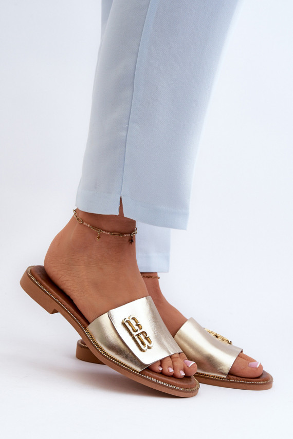 Zazoo 40384 Elegant Leather Women's Flip Flops Gold