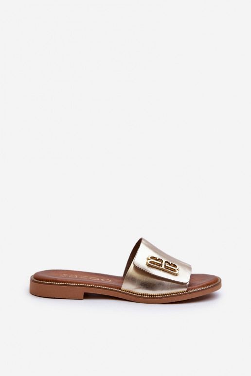 Zazoo 40384 Elegant Leather Women's Flip Flops Gold