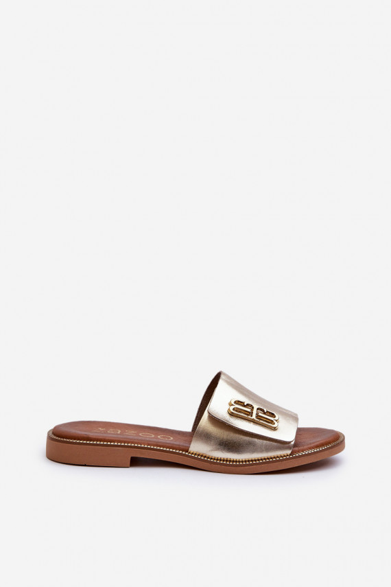 Zazoo 40384 Elegant Leather Women's Flip Flops Gold