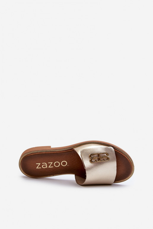 Zazoo 40384 Elegant Leather Women's Flip Flops Gold