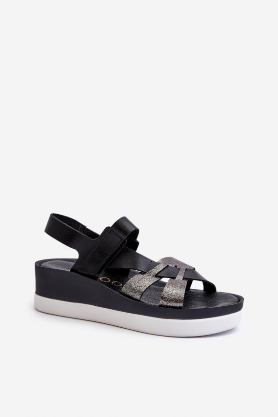 Zazoo 40397 Women's Leather Platform Sandals Black