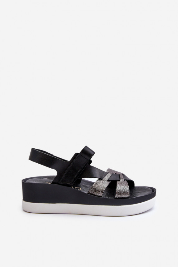 Zazoo 40397 Women's Leather Platform Sandals Black