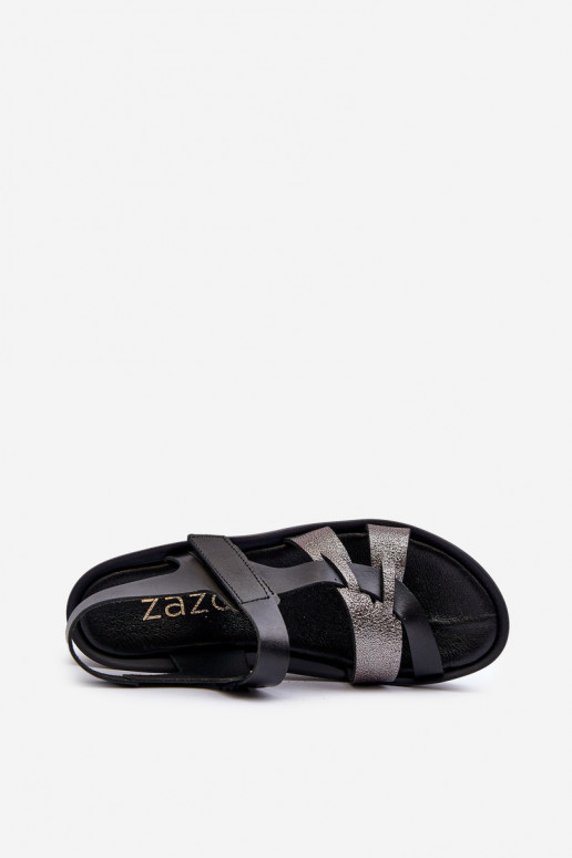 Zazoo 40397 Women's Leather Platform Sandals Black