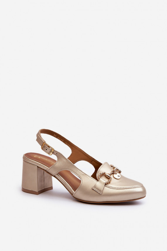 Leather Sandals with Heels Maciejka 06419-25 Gold