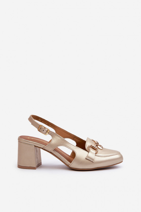Leather Sandals with Heels Maciejka 06419-25 Gold