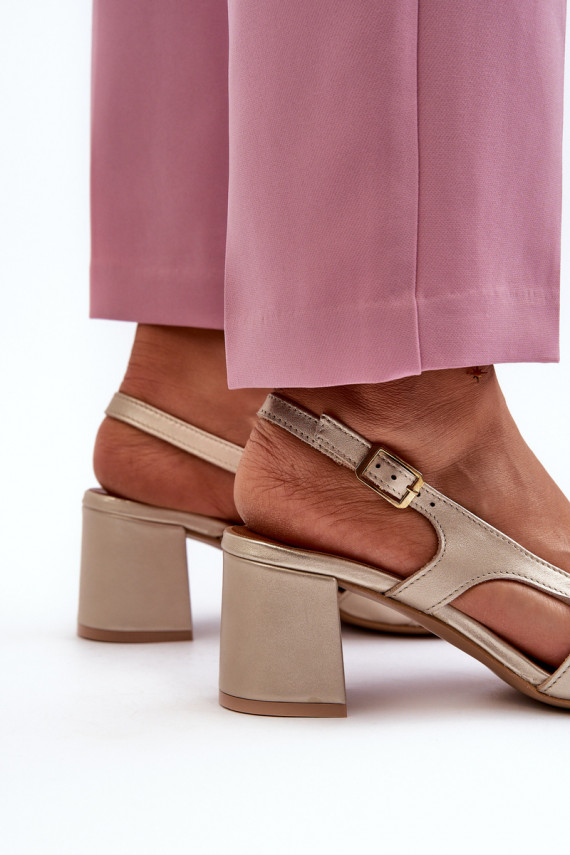 Leather Sandals with Heels Maciejka 06419-25 Gold