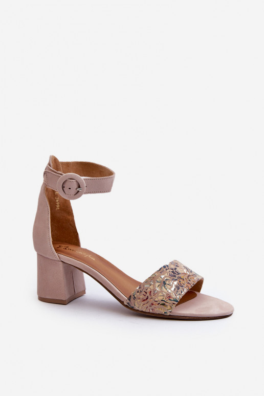 Suede High Heel Sandals by Maciejka 04141-49 Beige