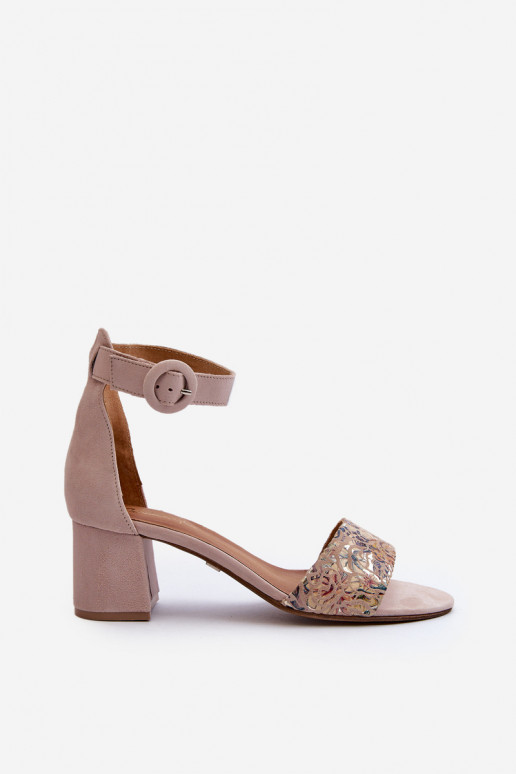 Suede High Heel Sandals by Maciejka 04141-49 Beige