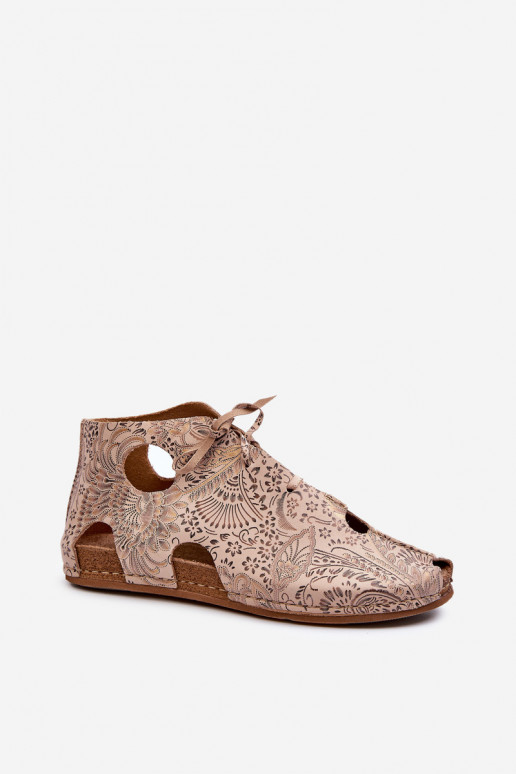 Patterned Leather Boots Maciejka 03426-02 Beige