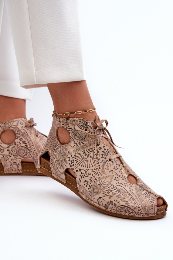 Patterned Leather Boots Maciejka 03426-02 Beige