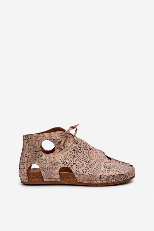 Patterned Leather Boots Maciejka 03426-02 Beige