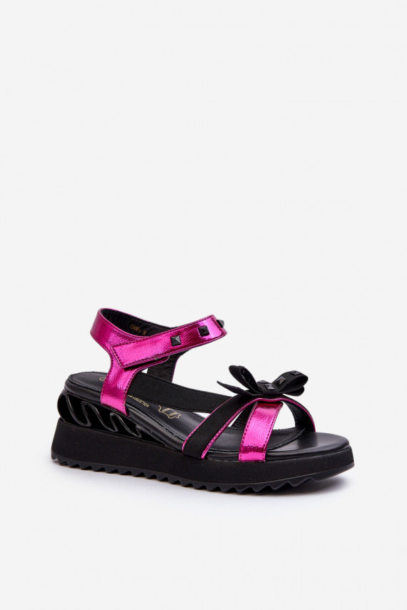 Women's Sandals with Bow D&A CR956 Fuchsia