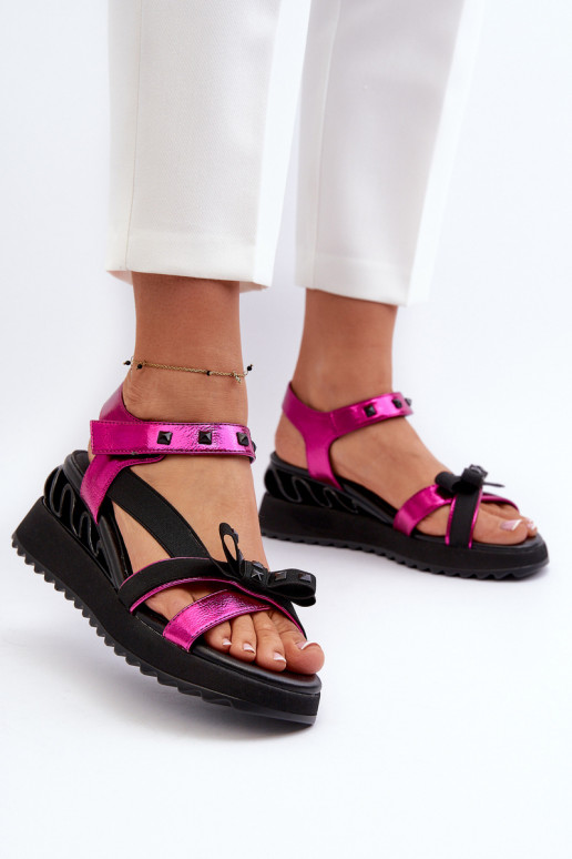 Women's Sandals with Bow D&A CR956 Fuchsia
