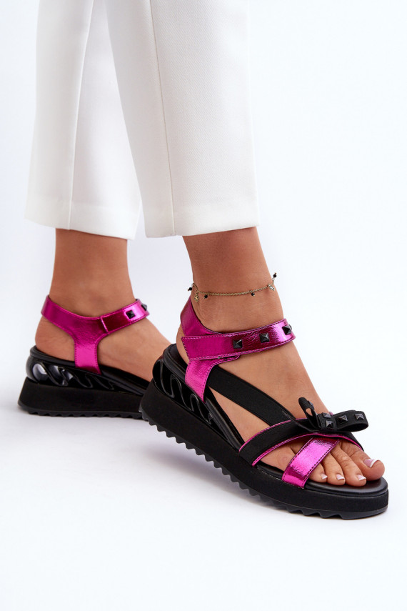 Women's Sandals with Bow D&A CR956 Fuchsia