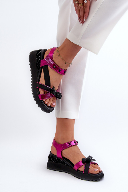 Women's Sandals with Bow D&A CR956 Fuchsia