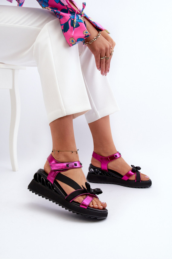 Women's Sandals with Bow D&A CR956 Fuchsia