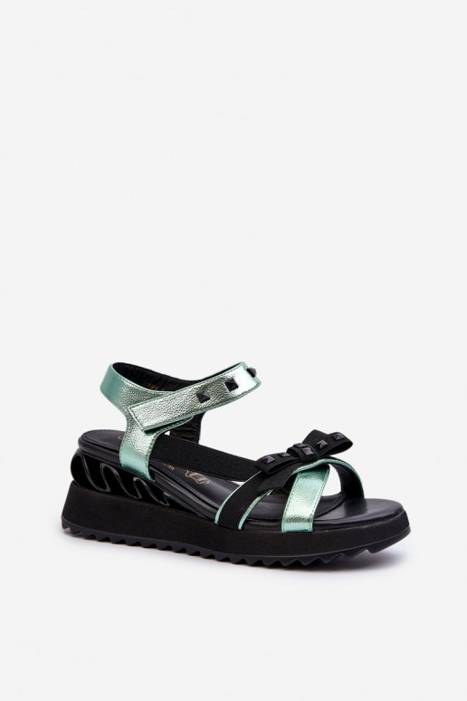 Women's Sandals With Bow D&A CR956 Green