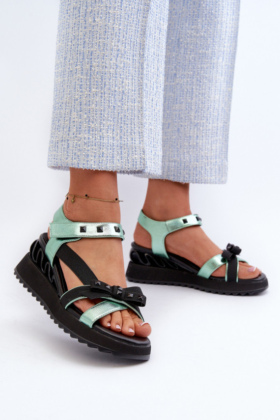 Women's Sandals With Bow D&A CR956 Green