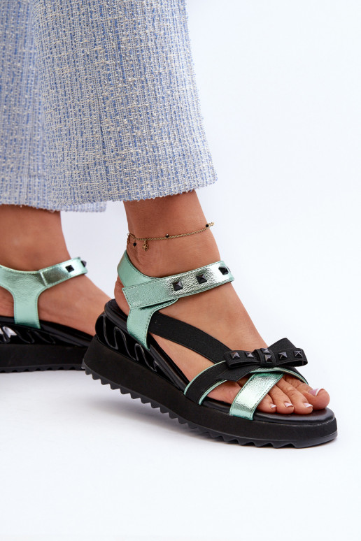 Women's Sandals With Bow D&A CR956 Green